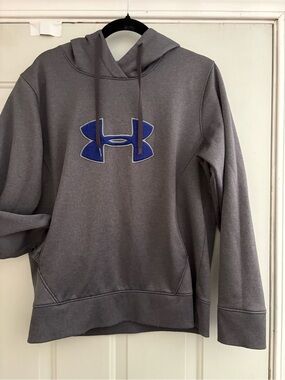 Under Armour Heather Gray and Royal Blue Pullover Hoodie